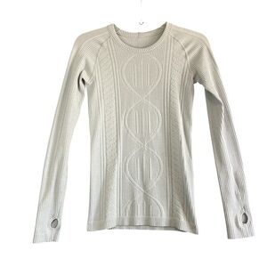 LULULEMON Rest Less Pullover Stretch Top Heathered Silver Spoon Size 4